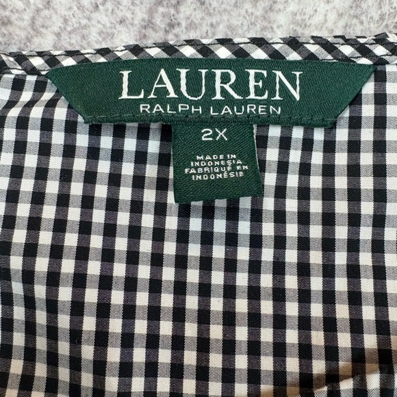 LRL Lauren Womens Gingham Plaid Top Size 2X Black Country Picnic Office Everyday - Picture 2 of 10